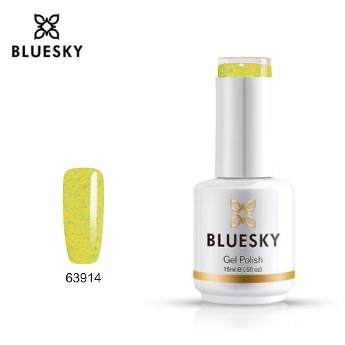BLUESKY Esmalte gel 63914 Amarillo con mini glitter turquesa