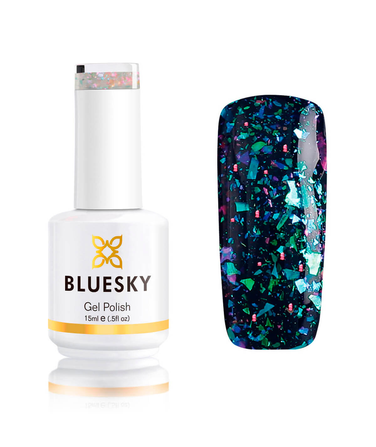 BLUESKY Esmalte Gel Galaxy 08 Esmalte Transparente con Papel metálico tornasol Turquesa - Morado