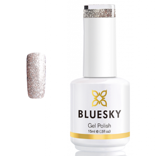 BLUESKY Esmalte Gel PLATINUM 08 GLITTER PLATEADO - DORADO PEQUEÑO