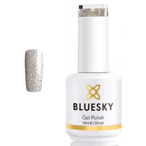 BLUESKY Esmalte Gel PLATINUM 11 MIX GLITTER SEMI HOLO PLATEADO GRIS