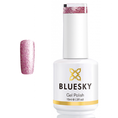 BLUESKY Esmalte Gel PLATINUM 16 GLITTER PEQUEÑO ROSADO PALO