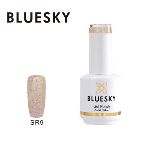 BLUESKY Esmalte Gel SR09 - Vainilla con glitter rojo y calipso