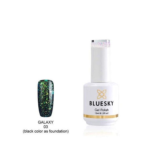 BLUESKY Esmalte Gel Galaxy 03 Esmalte Transparente con Papel metálico tornasol Verde - Turquesa