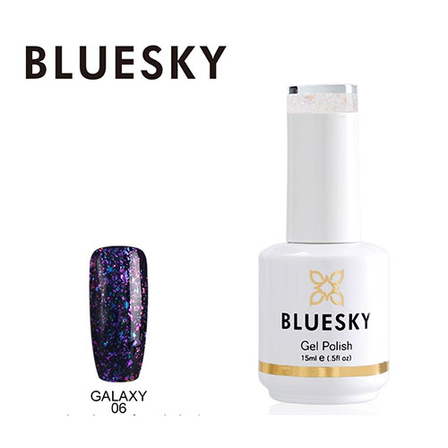 BLUESKY Esmalte Gel Galaxy 06 Esmalte Transparente con Papel metálico tornasol Morado - Fucsia