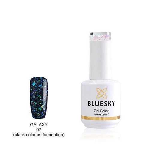 BLUESKY Esmalte Gel Galaxy 07 Esmalte Transparente con Papel metálico tornasol Verde Turquesa - Celeste