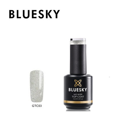 BLUESKY Esmalte Gel Top Coat Sin capa de inhibición GTC03 con microglitter
