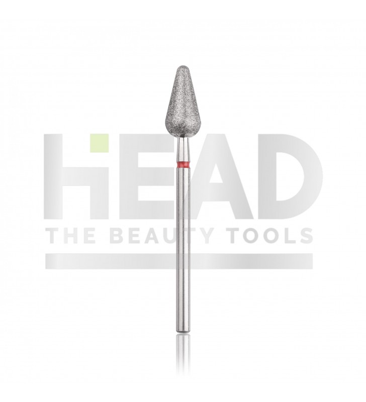 HEAD Fresa de diamante (cono redondeado) roja, L- 12,0 mm, Ø6,0 mm