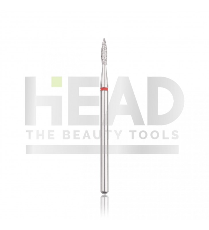 HEAD Fresa de diamante (flama) rojo intenso, L- 8,0 mm, Ø2,1 mm