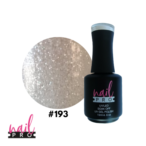NAIL PRO Esmalte Permanente 193 Traslúcido micro glitter silver