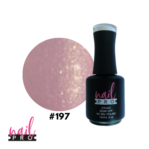 NAIL PRO Esmalte Permanente 197 Rosado pastel micro glitter