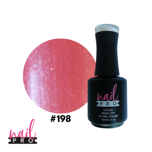 NAIL PRO Esmalte Permanente 198 Salmón con micro glitter perlado