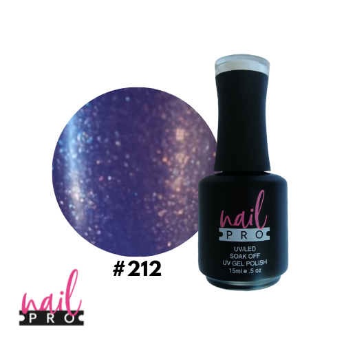 NAIL PRO Esmalte Permanente 212 Azul claro con Micro Glitter