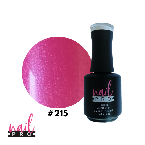 NAIL PRO Esmalte Permanente 215 Fucsia perlado micro glitter