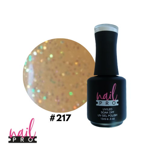 NAIL PRO Esmalte Permanente 217 Amarillo Pastel con glitter
