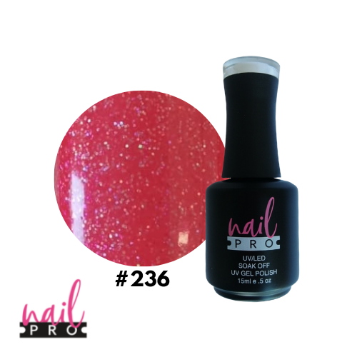 NAIL PRO Esmalte Permanente 236 Rojo con glitter