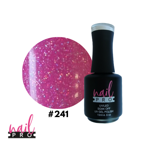 NAIL PRO Esmalte Permanente 241 Fucsia Pastel Con micro glitter