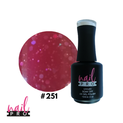 NAIL PRO Esmalte Permanente 251 Rosa Burdeo con glitter