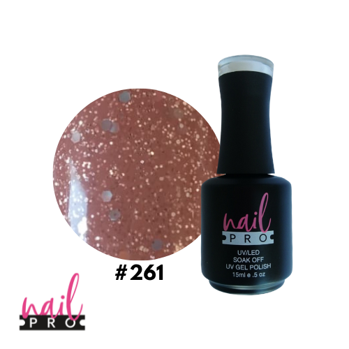 NAIL PRO Esmalte Permanente 261 Café claro con glitter