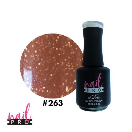 NAIL PRO Esmalte Permanente 263 Café tierra con glitter