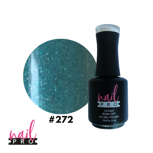 NAIL PRO Esmalte Permanente 272 Turquesa con micro glitter