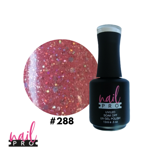 NAIL PRO Esmalte Permanente 288 Rosado Claro con glitter