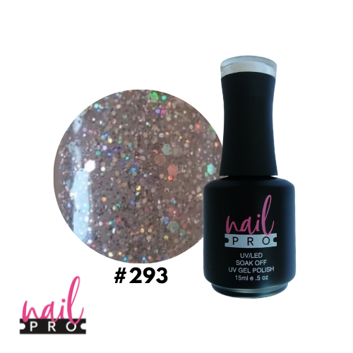NAIL PRO Esmalte Permanente 293 Plateado con glitter holo