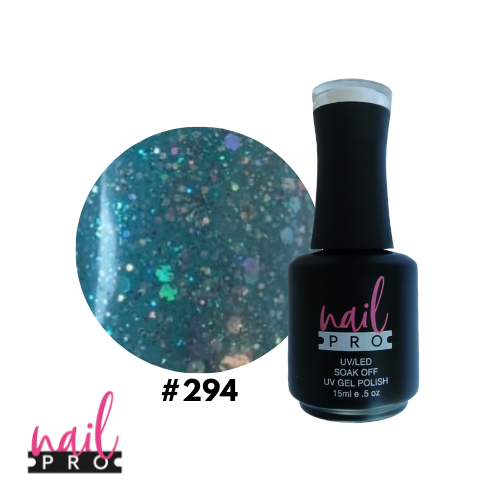 NAIL PRO Esmalte Permanente 294 Turquesa azul glitter