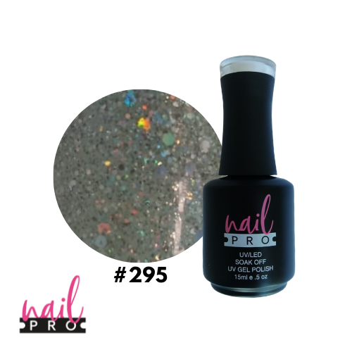 NAIL PRO Esmalte Permanente 295 Plateado con glitter holo