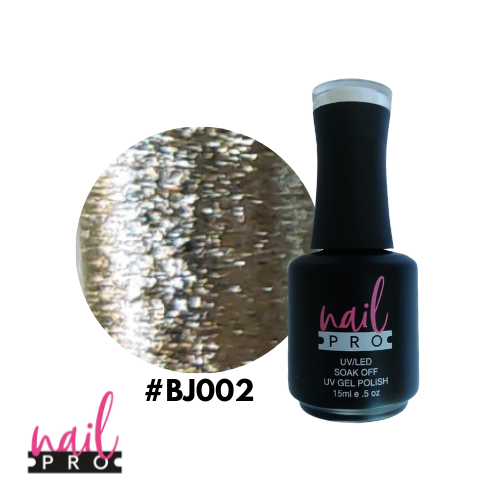 NAIL PRO Esmalte Permanente BJ002 Dorado glitter intenso