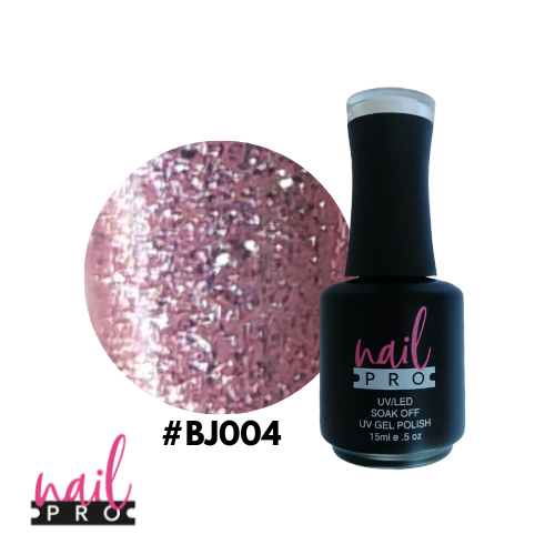 NAIL PRO Esmalte Permanente BJ004 Rosado Glitter intenso